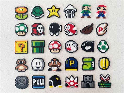 Super Mario Bros Elements Perler Beads Art Nintendo Video Etsy