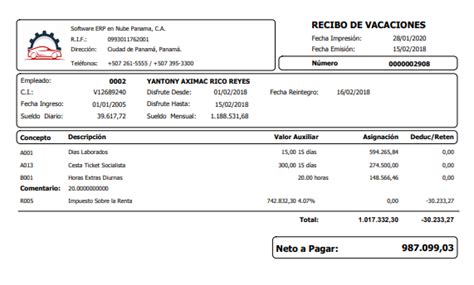 Cómo Crear un Recibo de Pago de Vacaciones manualmente en eFactory