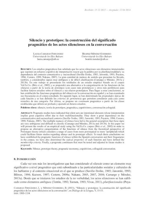 PDF Silencio y prototipos la construcción del significado PDF