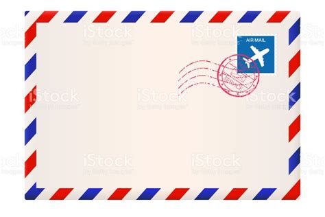 Envelope International Air Mail With Red And Blue Frame Vector D