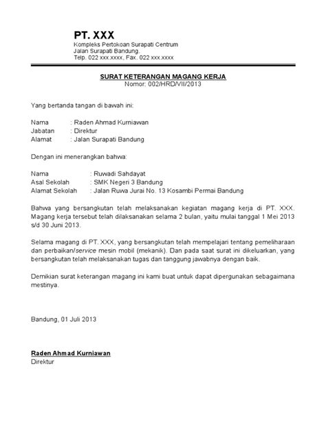 Detail Surat Penerimaan Magang Koleksi Nomer