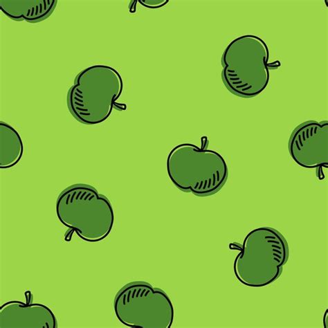 Premium Vector Green Seamless Pattern With Green Apples