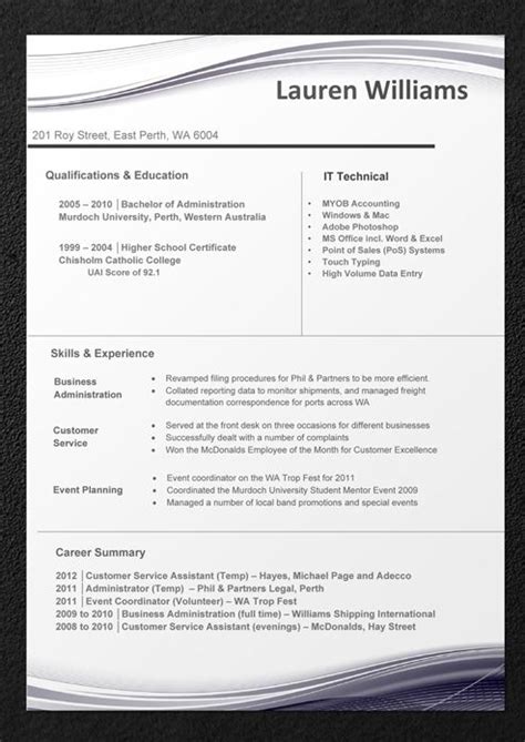 Professional Resume Template Cv Templates Australia Free