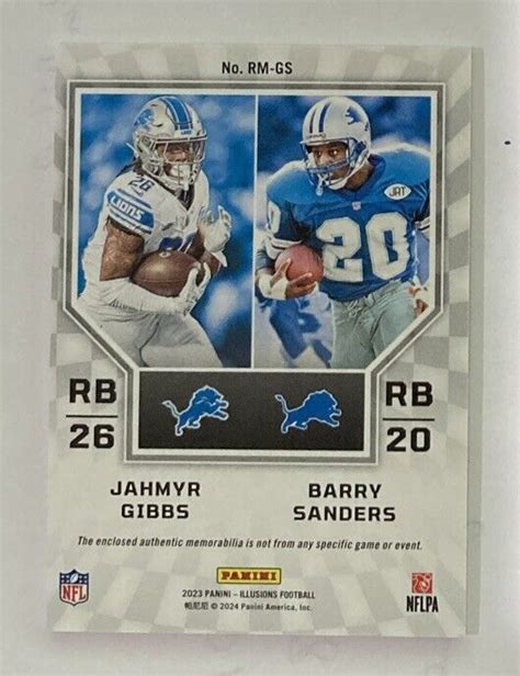 Illusions Jahmyr Gibbs Barry Sanders Rookie Idols Dual Patch Sp