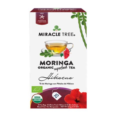 Miracle Tree Organic Moringa Superfood Tea Hibiscus Tea Bags