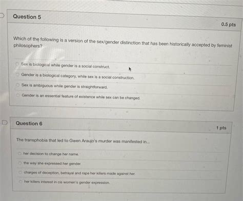 Which Of The Following Is A Version Of The Sex Gender Chegg