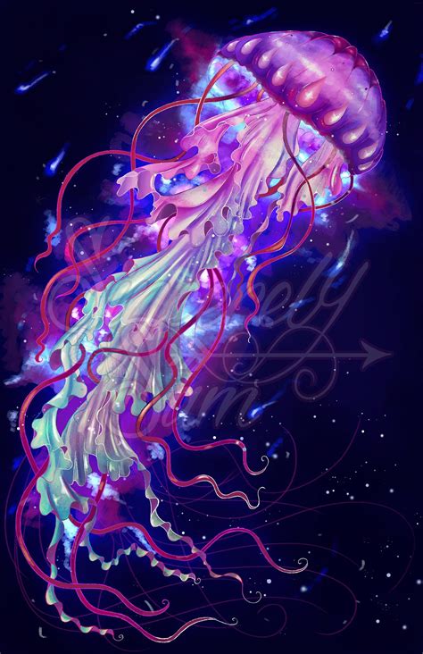 Space Jelly Jellyfish Wall Artwork Wall Poster Space Ocean