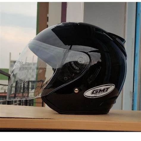 Jual Helm Half Face Double Visor Gmt Black Doff Original Helm Motor