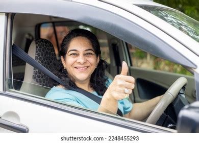 Happy Indian Mature Woman Sitting Car Stock Photo Shutterstock