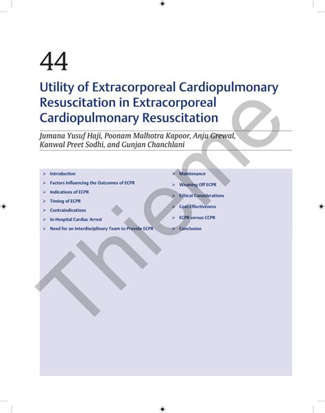 PDF Utility Of Extracorporeal Cardiopulmonary Resuscitation In