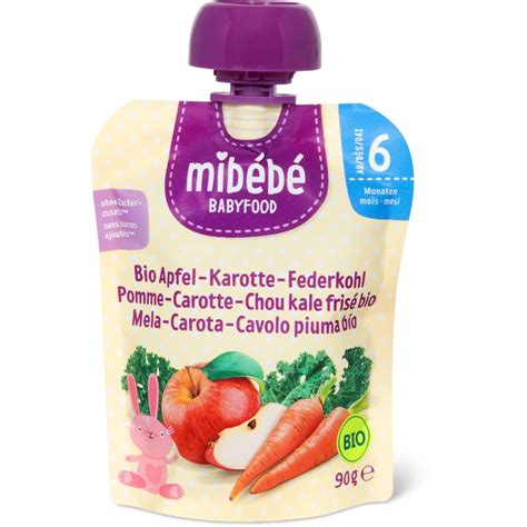 Mibébé Bio Babyfood Quetschbeutel mit Gemüse für Babys Apfel