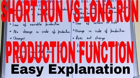 Short Run Vs Long Run Production Function Difference Between Short Run