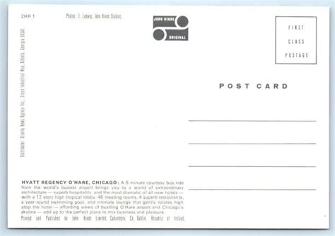 3 Postcards Chicago Illinois Il Hotel Hyatt Regency Ohare Lobby