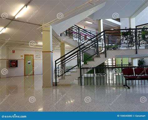Middle School Hall In Spain At Morning Editorial Image Image Of Step