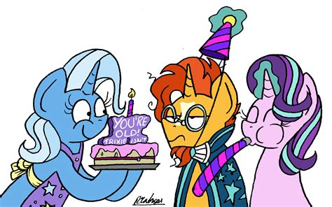 Birthday Blues Sunburst Trixie Starlight Glimmer Mlp Art