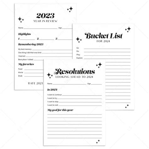 New Years Resolution Printable Cards | New Year Resolution List ...