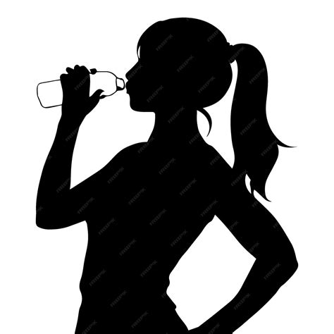 Premium Vector Girl Drink Water Vector Silhouette