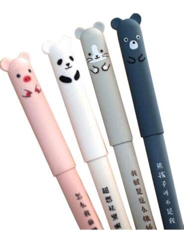 8 Pack Kawaii Cartoon Cat Pig Bear Panda Animal Erasable Gel Ink Pen Ebay