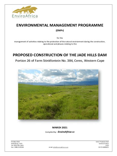 Fillable Online Final Environmental Management Programme Empr For