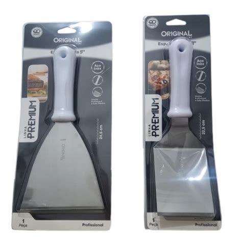 Kit 2 Espátulas Reta E Curva P Lanches Chapa Cozinha Inox Shopee Brasil