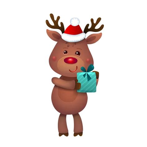 Santa S Reindeer Rudolph And White Banner Vector Illustrations Of Reindeer Rudolf Isolated On