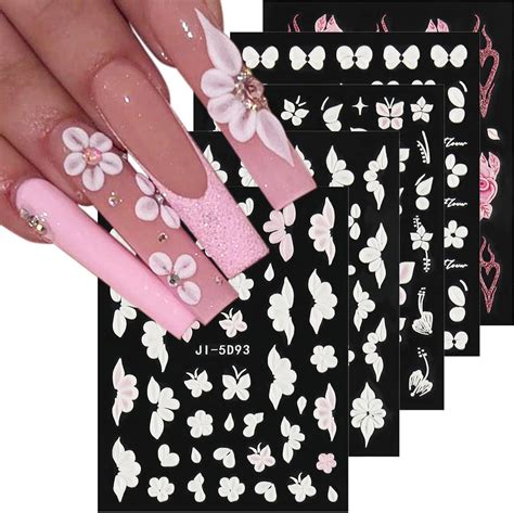 Spring Flowers 5d Nail Art Stickers Mimosa Nail Stickers