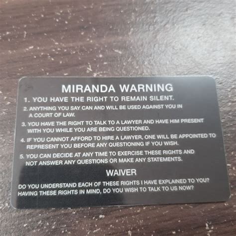 Miranda Warning Card Shopee Philippines