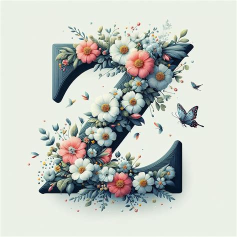 Premium Photo Flower Letter Z Floral Monogram On A White Background