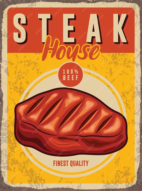 Premium Vector Steak House Barbeque Retro Promotion Poster Vector