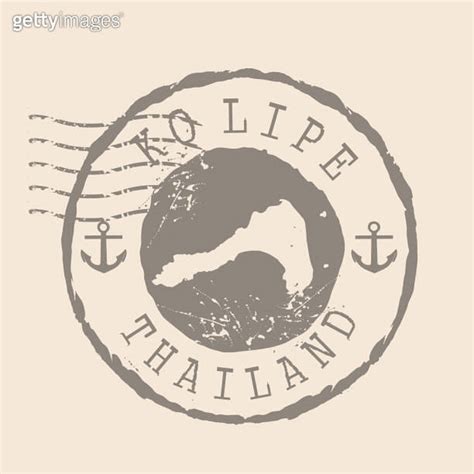 Stamp Postal Of Ko Lipe Map Silhouette Rubber Seal Design Retro