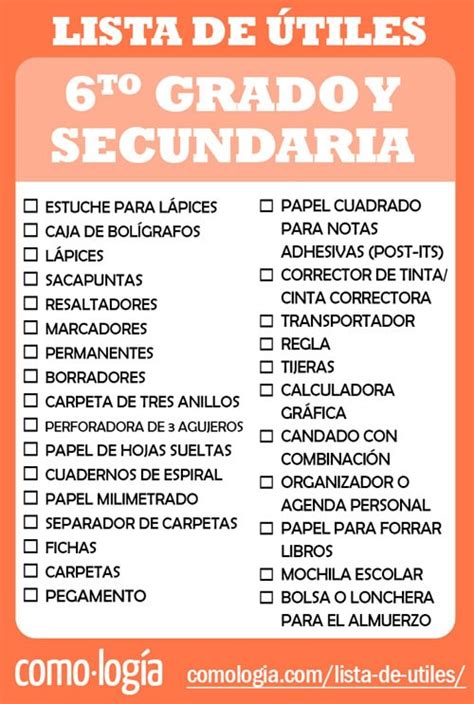 Lista De Tiles Escolares De Sexto Grado To Grado