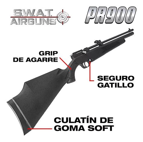 Rifle Pcp Swat Airguns Pr900 Regulado Inflador Funda Mira Swat