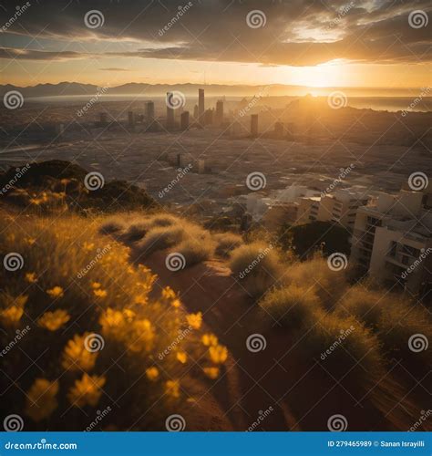 Downtown Los Angeles Skyline At Sunset California United States