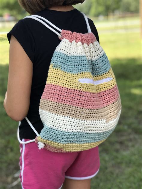 Cinch Sack Drawstring Backpack Crochet Pattern By Crochet It Creations