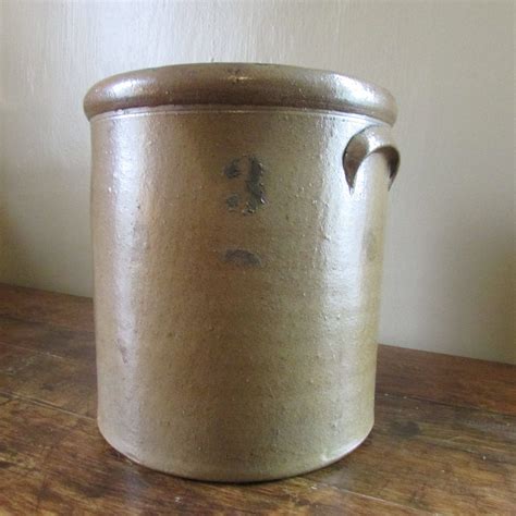 Antique Crock Crock With Handles Large Tan Stoneware Crock Etsy