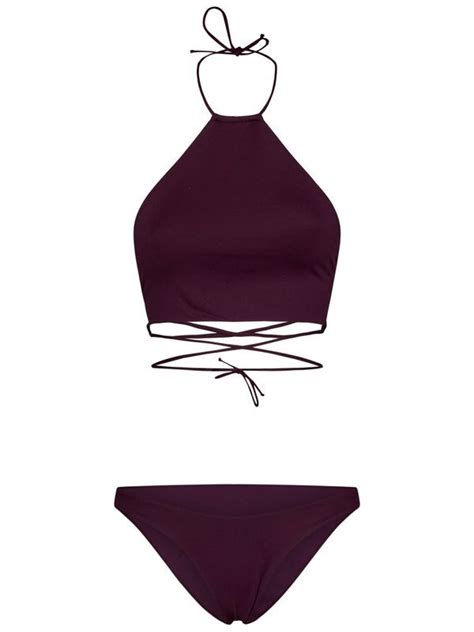 Buy Attico Lace Up Bikini Bordeaux At Off Editorialist