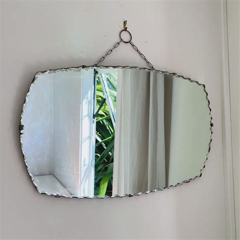 Art Deco Oval Mirror With Pie Crust Edges Etsy