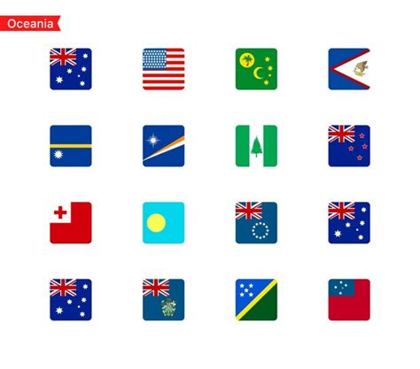 Premium Vector Flags Of The Countries Oceania Continent Isolated