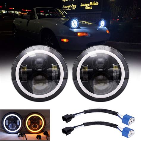 Buy Compatible With Mazda Miata Mx5 Mx 5 1990 1997 H6024 Pair Headlight Lights Halo Angel Eye