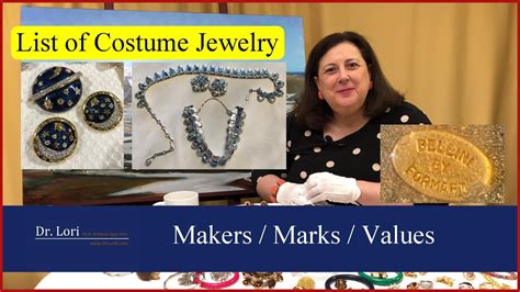 List Of Costume Jewelry Marks Designers And Values By Dr Lori Youtube