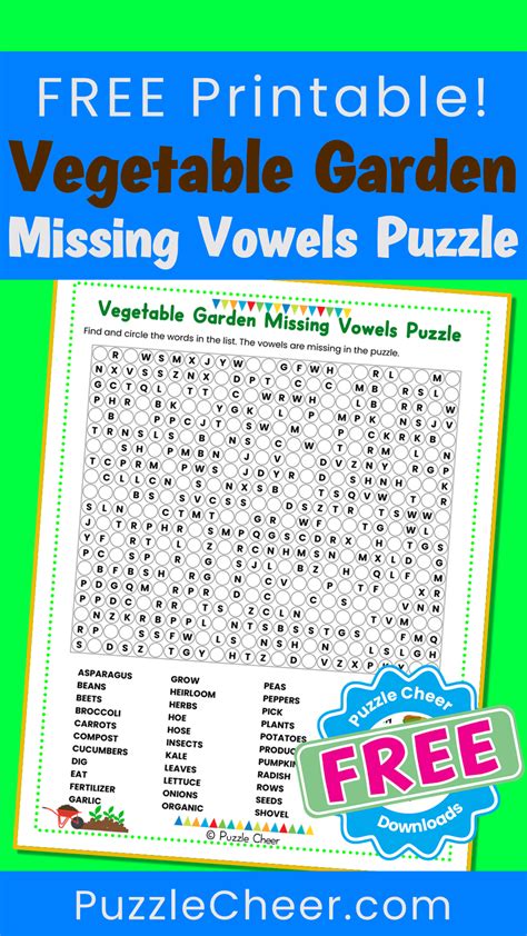 Vegetable Garden Missing Vowels Puzzle - Puzzle Cheer