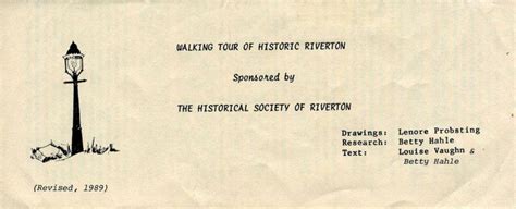 Betty Hahle Riverton Walking Tour Front Historical Society Of