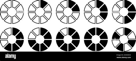 Circle division infographic icon. Pie chart divided 8 equal parts. Pizza or donut round diagram ...