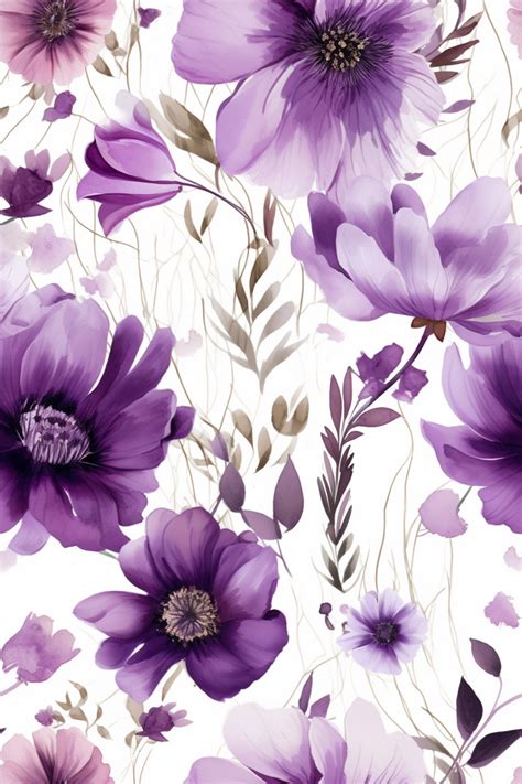 Purple Flower Pattern Wallpaper