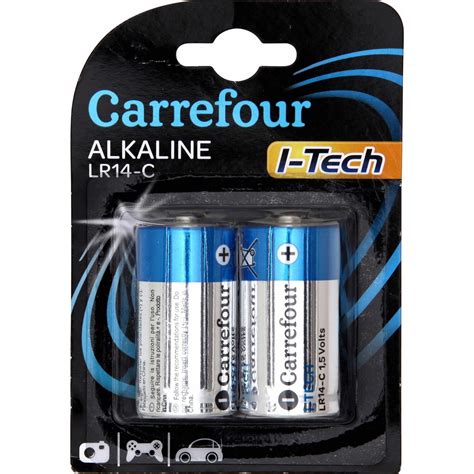 Pile Alcaline LR14 C 1 5V I Tech CARREFOUR Le lot de 2 piles à Prix