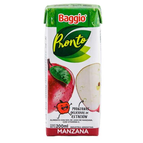 Jugo Baggio Manzana 200ml Pronto Natural Bebida Pack X18 01Mercado