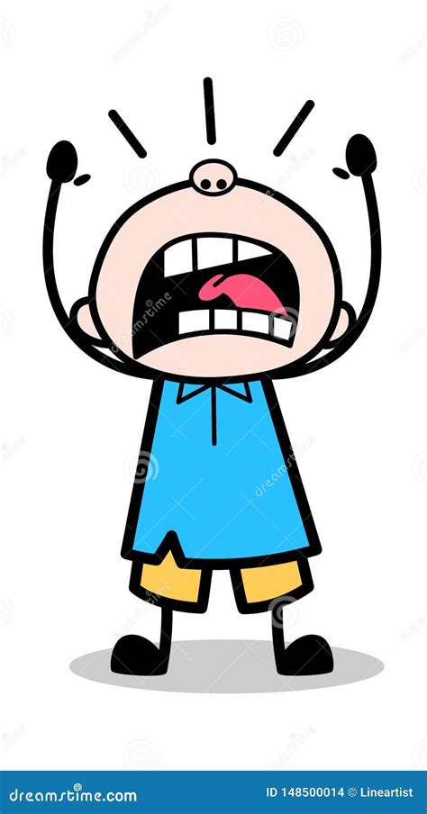 Yelling School Boy Cartoon Character Vector Illustration Stock