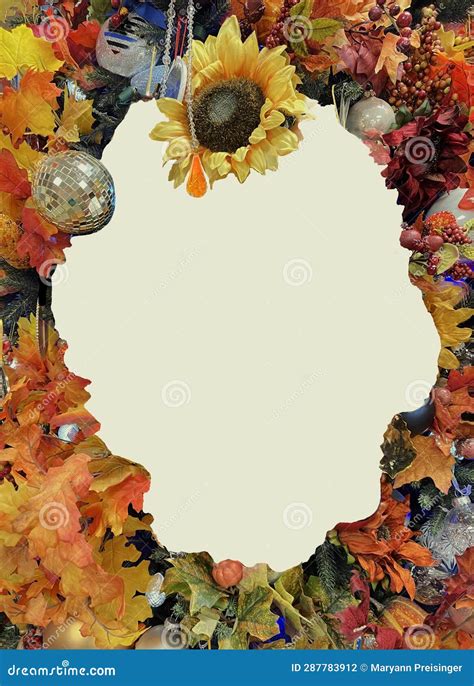 Isolated Oval Frame For Seasonal Holiday Events Uses Yellow And Orange