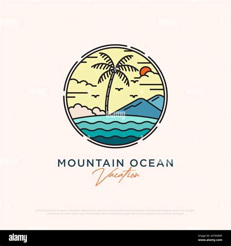 Mountain Ocean Vacation Logo Design Simple Vector Minimalist