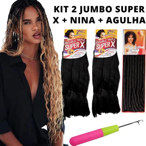 Kit Pacotes Jumbo Super X Nina Agulha Cachos Chochet Braids